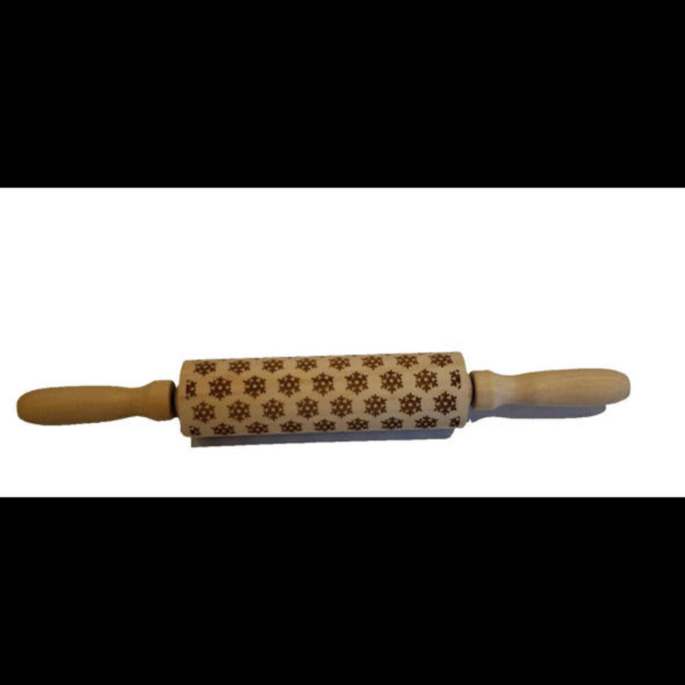 3D Wood Rolling Pin Embossing Baking Cookie Biscuit Fondant Christmas Roller 17"